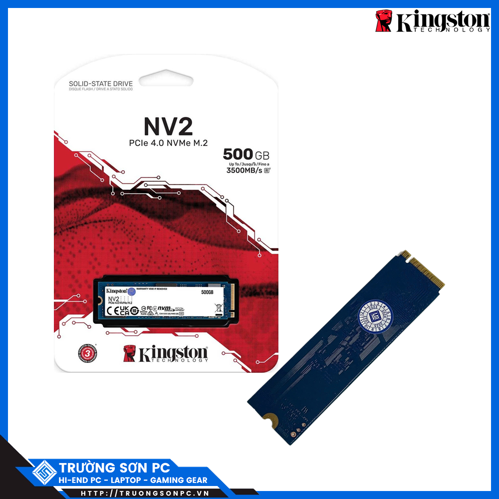 Ổ Cứng SSD KINGSTON SNV2S 500GB NVMe M.2 2280 PCIe Gen 4x4 (Đọc 3500MB/s - Ghi 2100MB/s) - (SNV2S/500G)