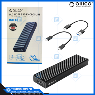 SSD Box ORICO M.2 NGFF SSD SATA | USB 3.1 Gen1 Type-C ORICO M2PF-C3-BK-EB Aluminum | Hộp/ Box Đựng Ổ Cứng